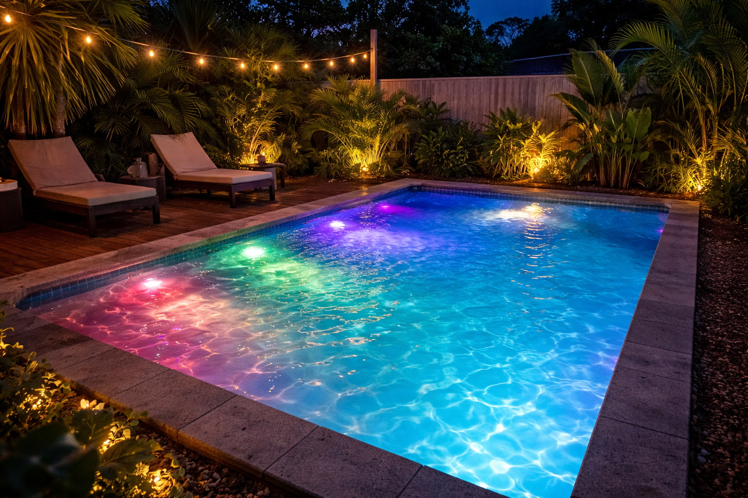 ¡Tu piscina se convertirá en un espectáculo por la noche!